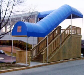 Blue-walkway awning cover-canopy-Coppin-State-Baltimore-Canvas